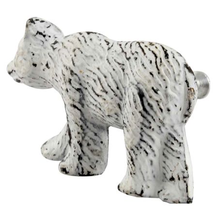 Antique White Bear Iron Dresser Knob